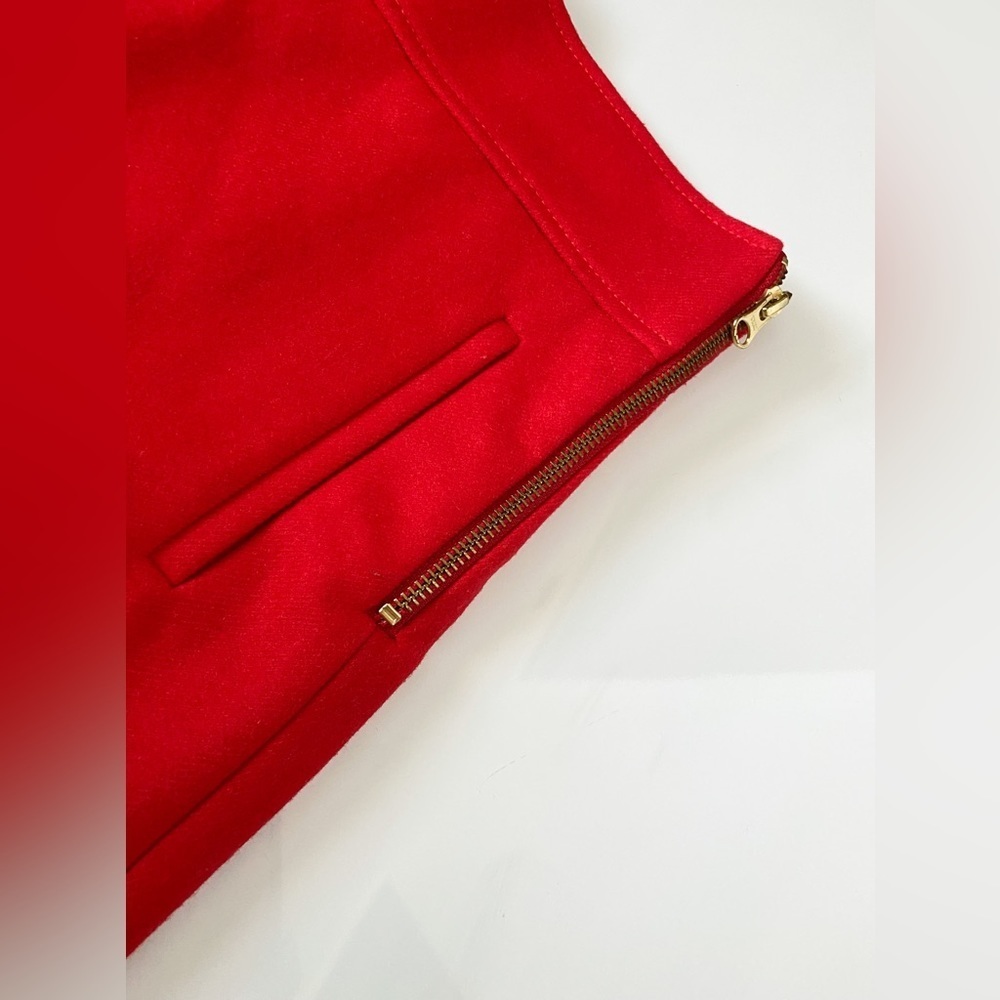 J.Crew Wool Preppy Red A-Line Mini Skirt Double Serge Pockets Classic Modern 2T - Picture 2 of 10
